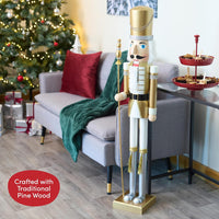 XXL Handmade Giant Wooden Christmas Nutcracker Soldier King, 120cm / 4ft - liquidation.store