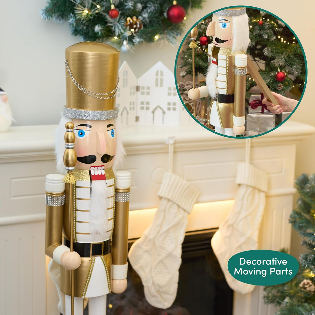 XXL Handmade Giant Wooden Christmas Nutcracker Soldier King, 120cm / 4ft - liquidation.store
