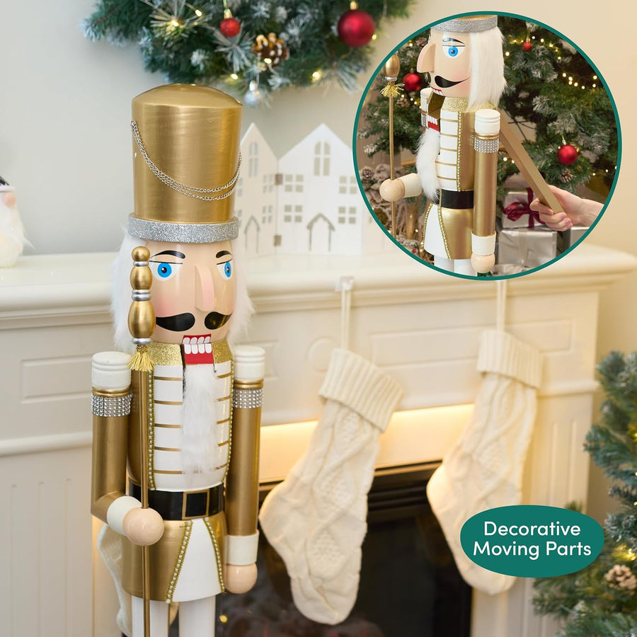 XXL Handmade Giant Wooden Christmas Nutcracker Soldier King, 120cm / 4ft - liquidation.store