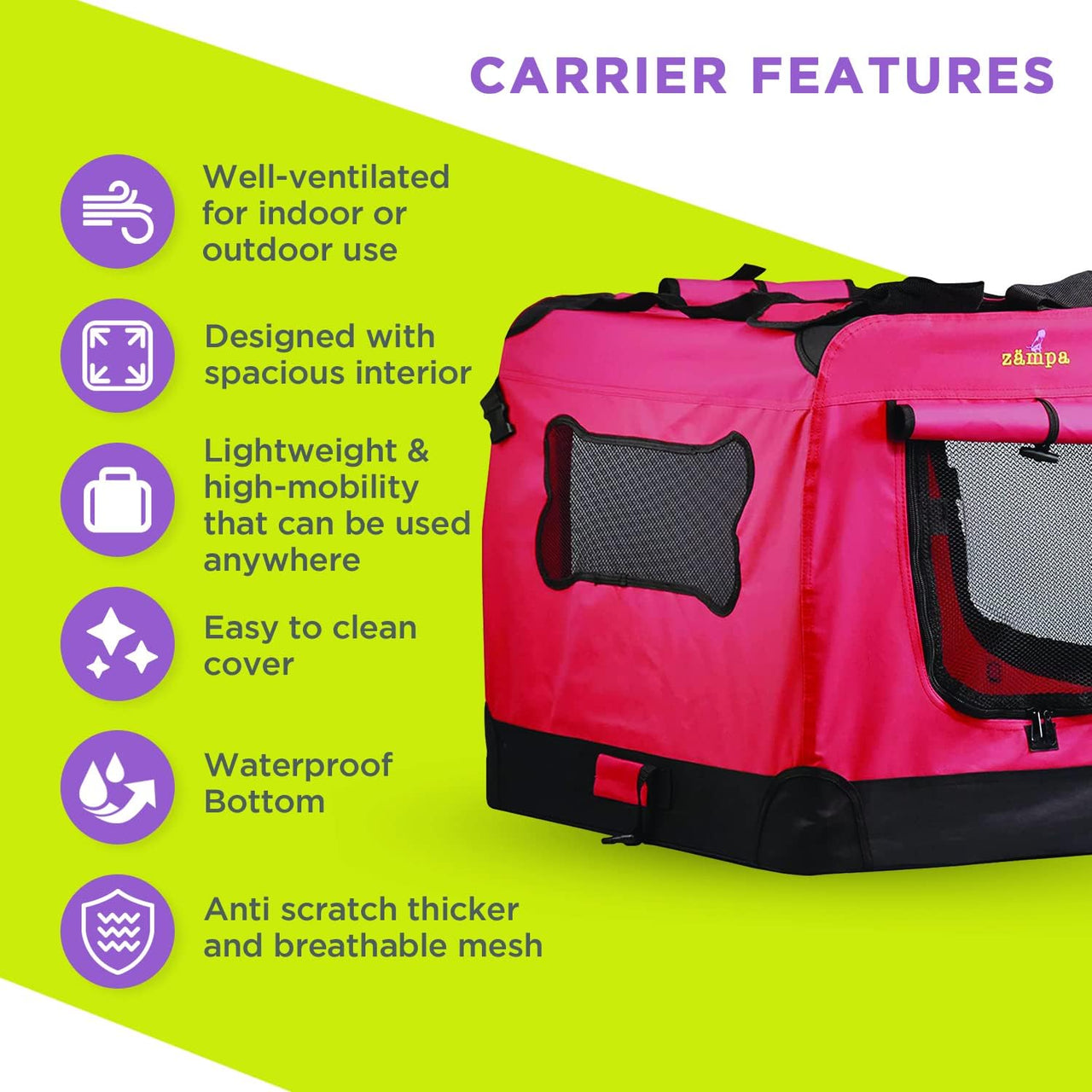 Zampa Pet Portable Crate – Great for Travel, Home and Outdoor - Red (XS) - liquidation.store