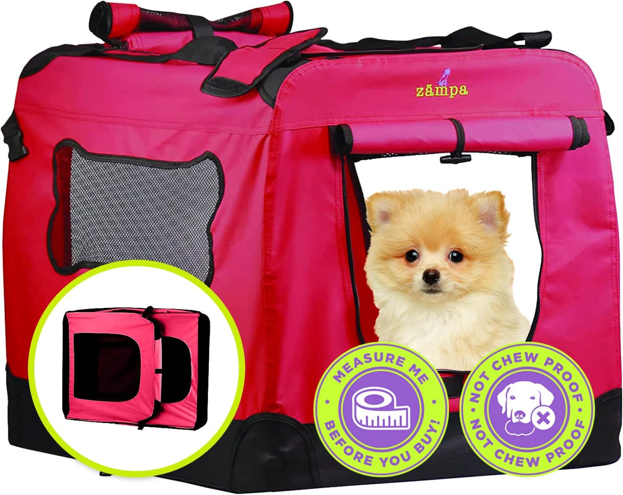 Zampa Pet Portable Crate – Great for Travel, Home and Outdoor - Red (XS) - liquidation.store