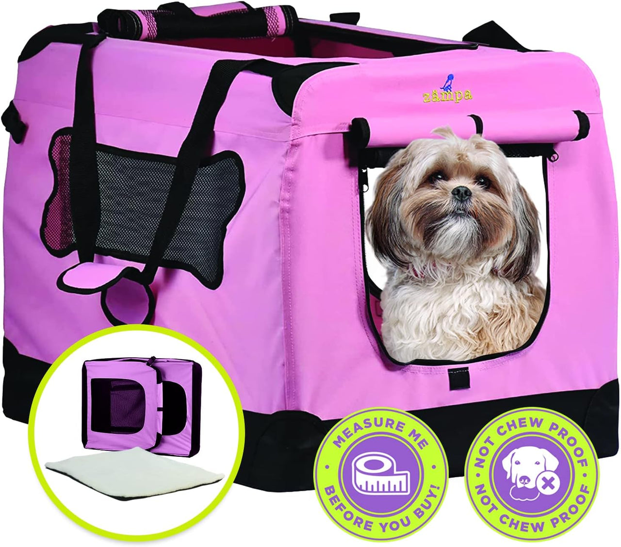 Zampa Pet Portable Crate - Pink (S) - liquidation.store