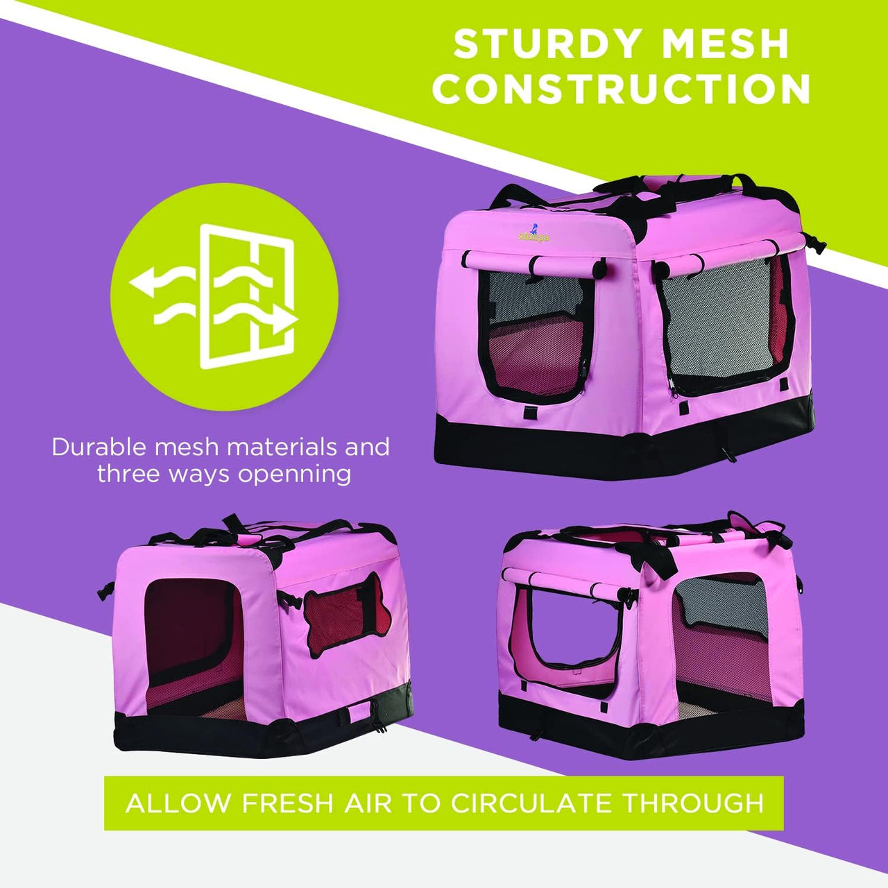 Zampa Pet Portable Crate - Pink (S) - liquidation.store