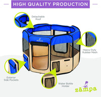 Thumbnail for Zampa Popup Pet Playpen - Blue (SML) - liquidation.store