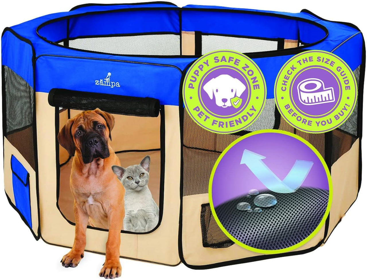 Zampa Popup Pet Playpen - Blue XL - liquidation.store