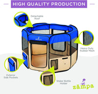 Thumbnail for Zampa Popup Pet Playpen - Blue XL - liquidation.store