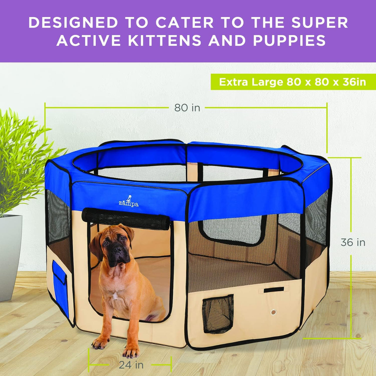 Zampa Popup Pet Playpen - Blue XL - liquidation.store