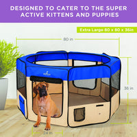 Thumbnail for Zampa Popup Pet Playpen - Blue XL - liquidation.store