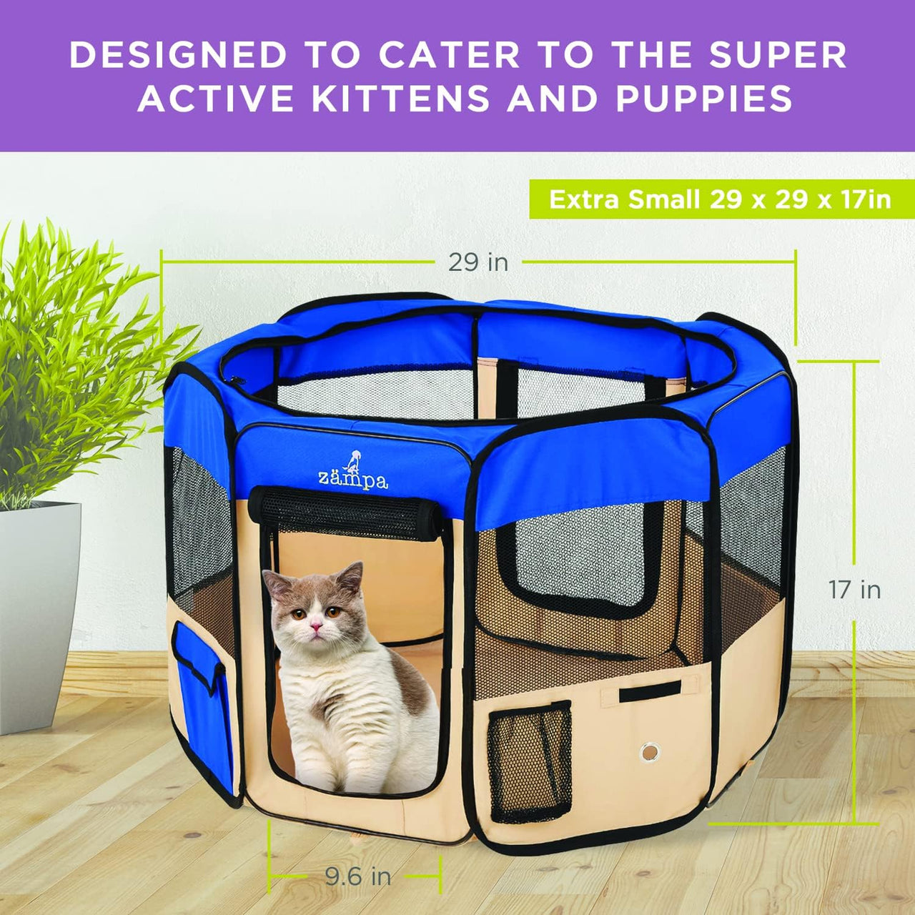 Zampa Popup Pet Playpen - Blue XS - liquidation.store