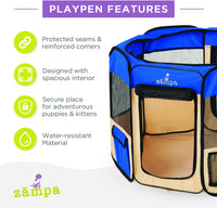 Thumbnail for Zampa Popup Pet Playpen - Blue XS - liquidation.store