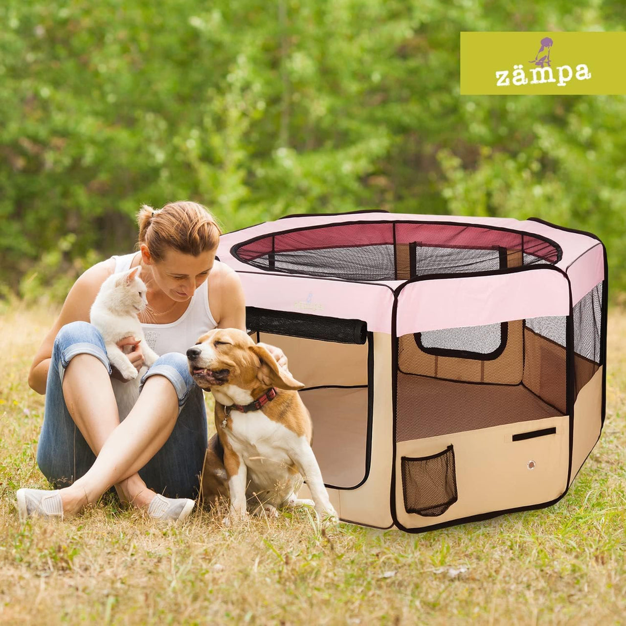 Zampa Popup Pet PlayPen (Light Pink - Large) - liquidation.store