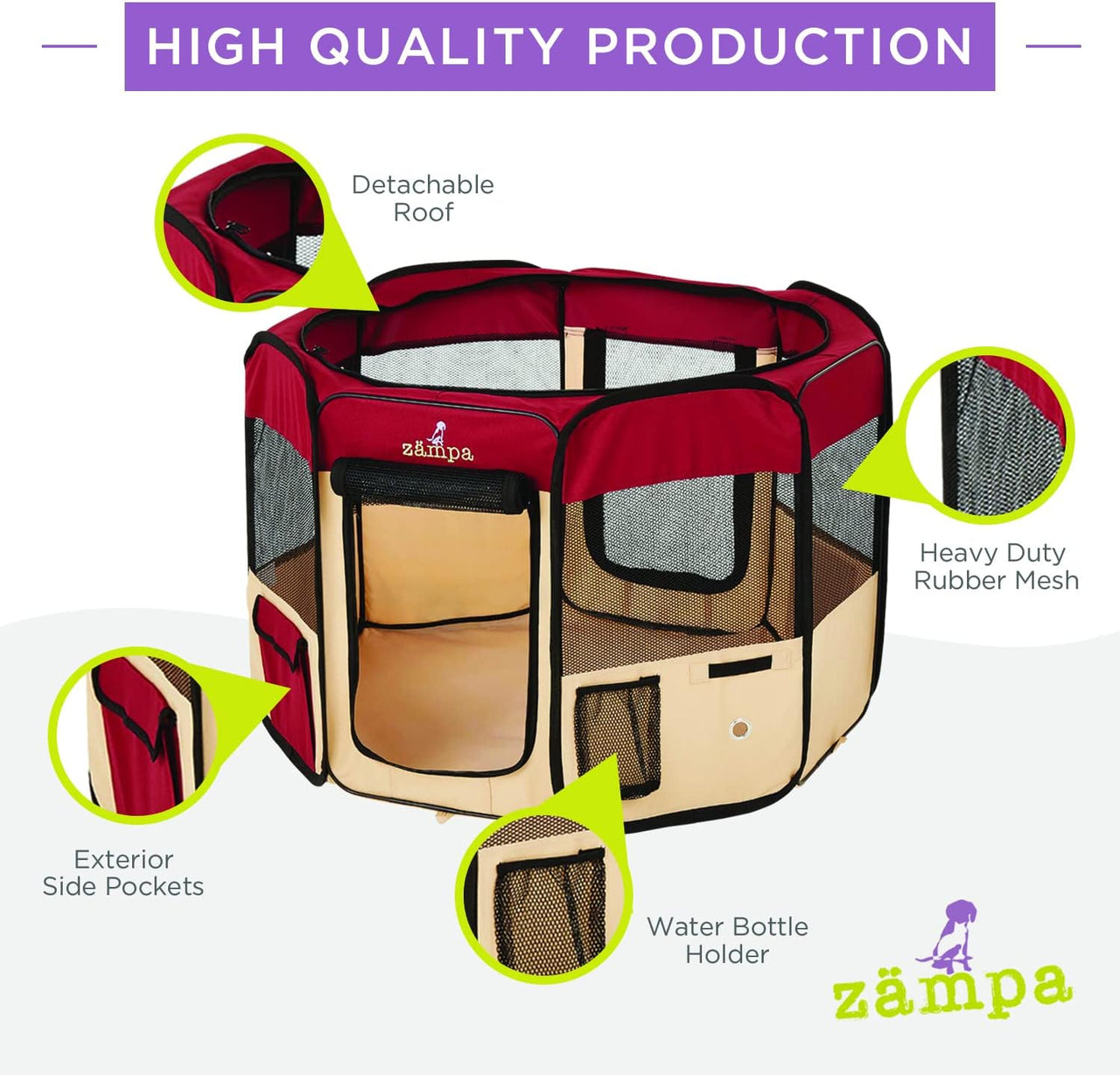 Zampa Popup Pet Playpen - Red Small - liquidation.store