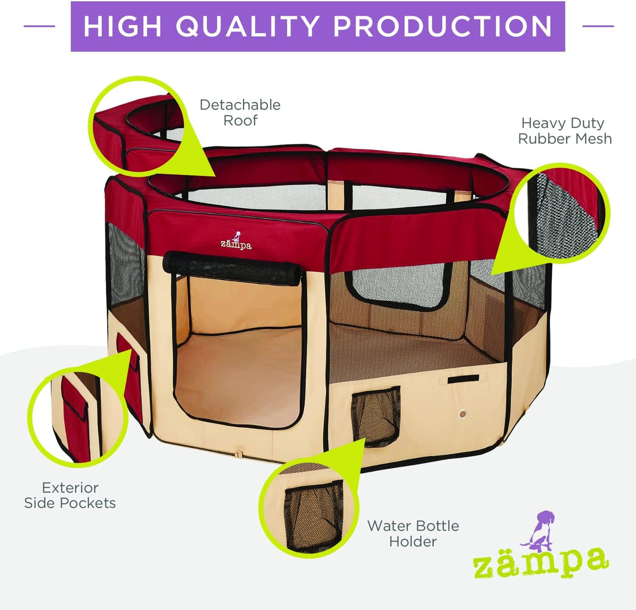 Zampa Popup Pet Playpen (Red XL) - liquidation.store