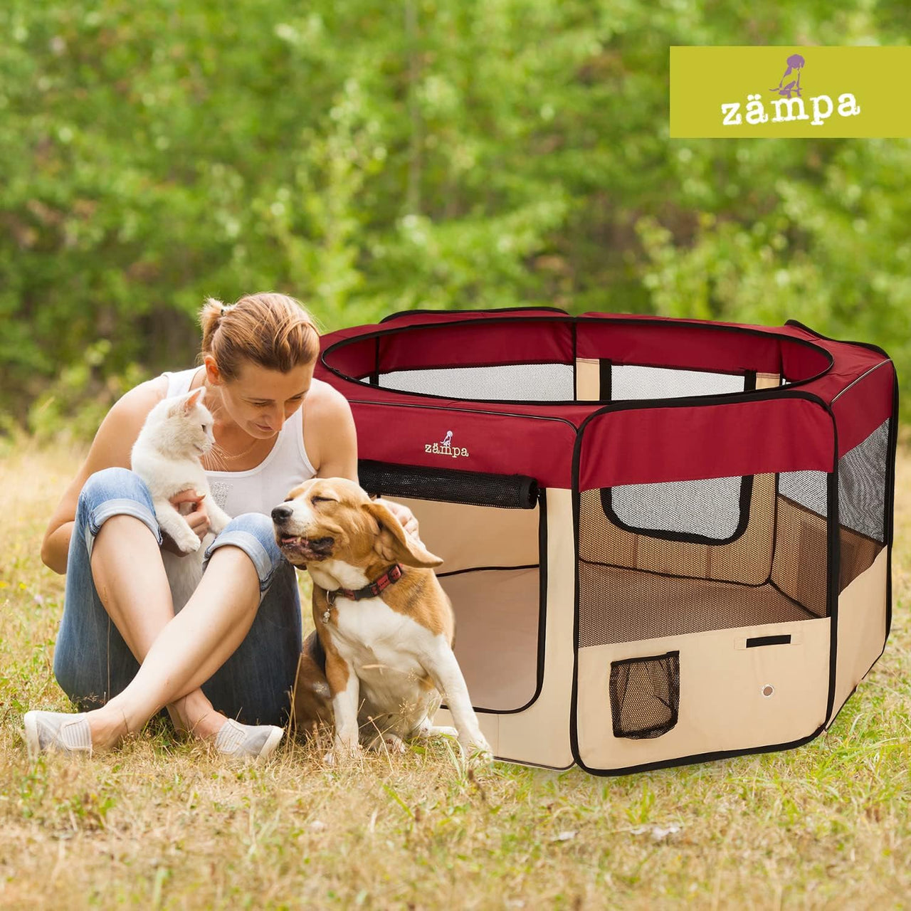 Zampa Popup Pet Playpen (Red XL) - liquidation.store