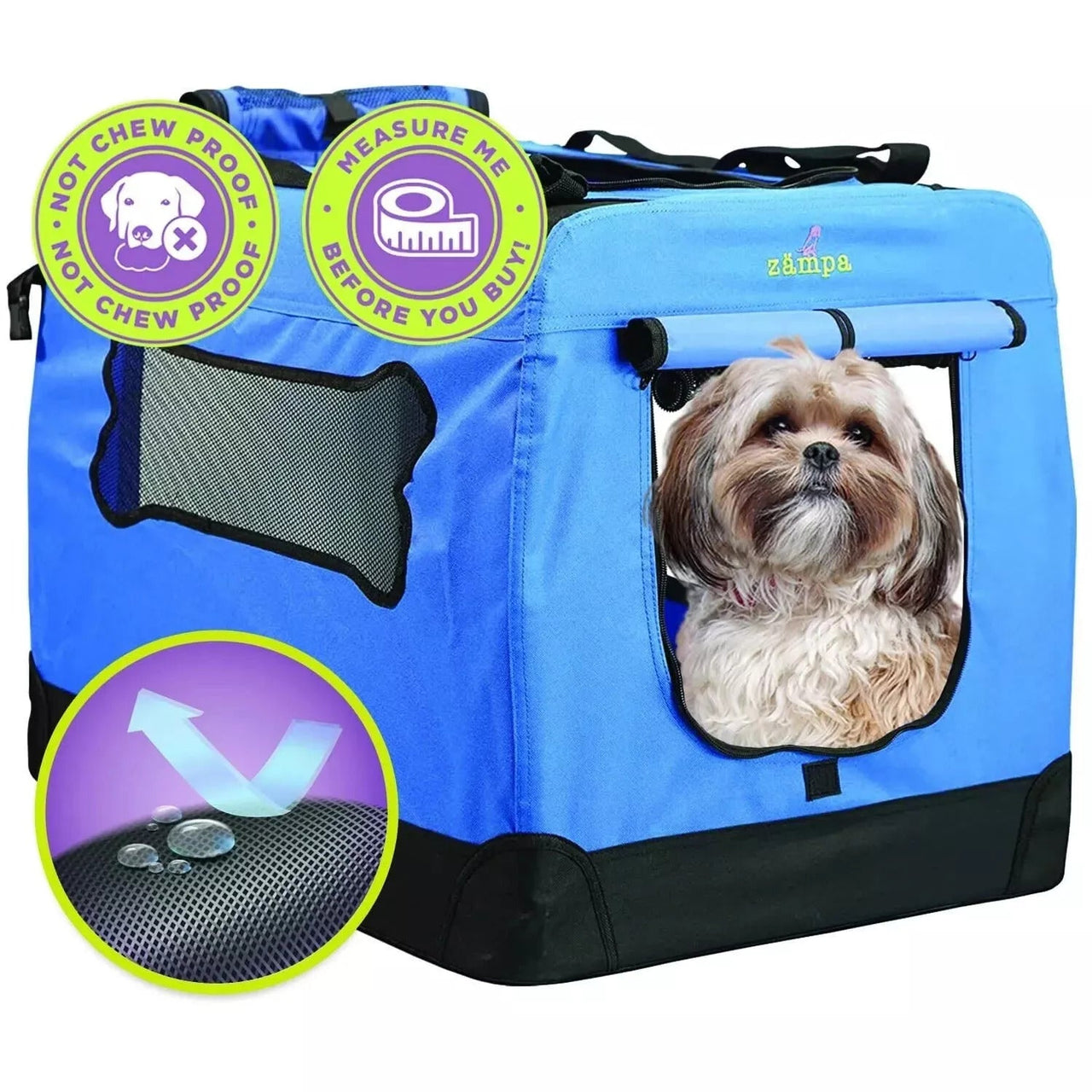 Zampa Portable Pet Crate - Blue (XS) - liquidation.store