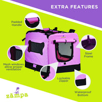 Thumbnail for Zampa Portable Pet Crate - Pink (XXXL) - liquidation.store