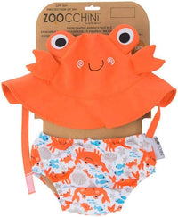 Thumbnail for ZOOCCHINI Swim Nappy & Sun Hat Crab (12 - 24M) - liquidation.store