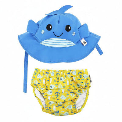 Zoocchini Unisex Baby Swim Diaper & Sunhat - Whale (12 - 24M) - liquidation.store