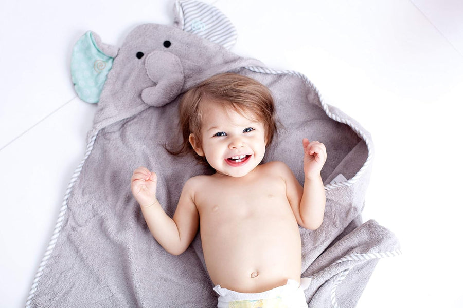 Zoochini Baby Hooded Towel - Grey Elephant - liquidation.store