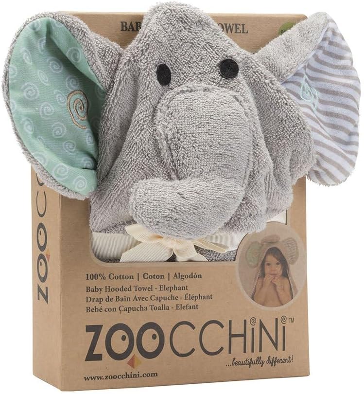 Zoochini Baby Hooded Towel - Grey Elephant - liquidation.store