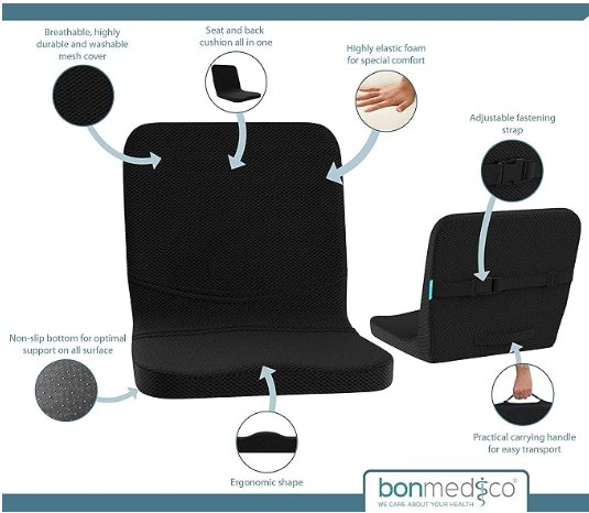 Bonmedico Office Chair Back Support - Large - Black - liquidation.store