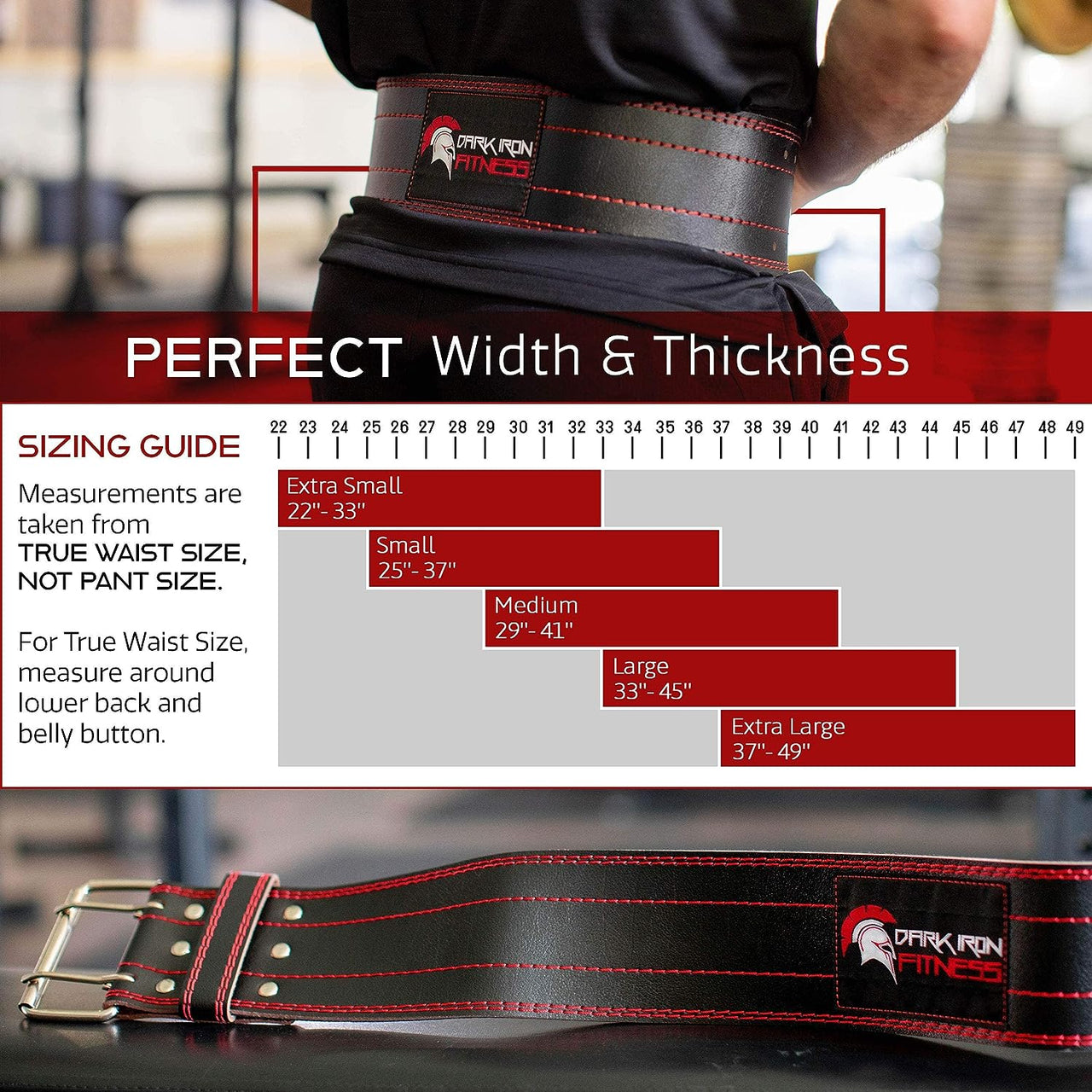 Dark Iron Leather Gym Weightlifting Belt - Medium - 29 to 41 inches - liquidation.store