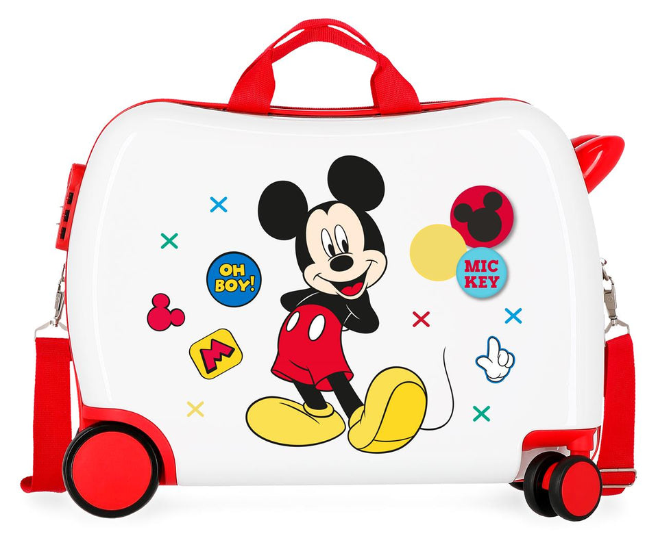 Disney Mickey Mouse Red White Ride on Kids Trunki Suitcase Oh Boy liquidation.store