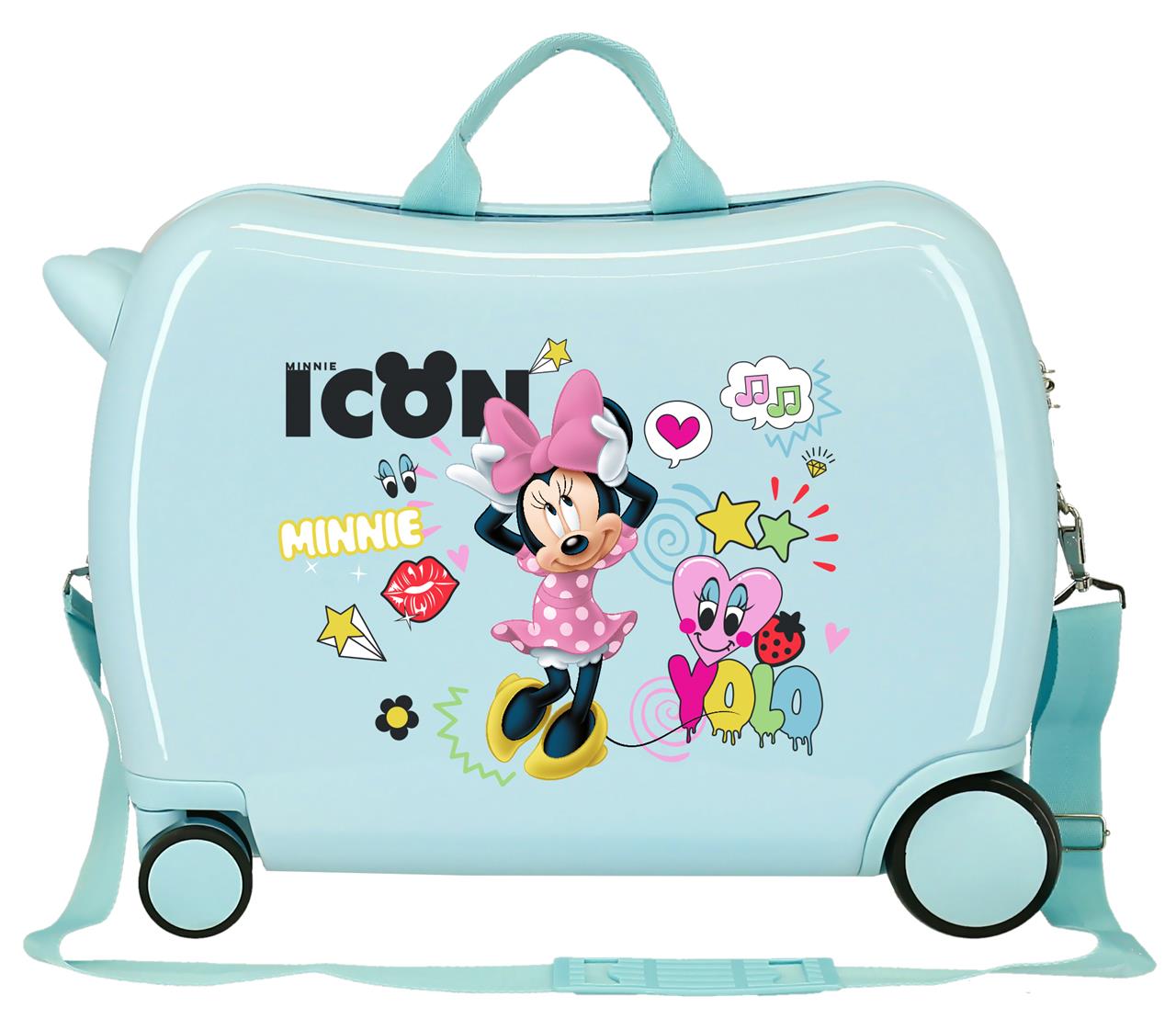Disney Minnie Mouse Turquoise Ride on Kids Suitcase - Minnie Enjoy - liquidation.store