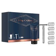 King C Gillette 7 Piece Styling Gift Set. Shave Gel 150ml, Double Edge Razor with 5 Double Edge Razor Blades - liquidation.store
