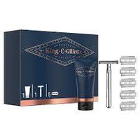 Thumbnail for King C Gillette 7 Piece Styling Gift Set. Shave Gel 150ml, Double Edge Razor with 5 Double Edge Razor Blades - liquidation.store