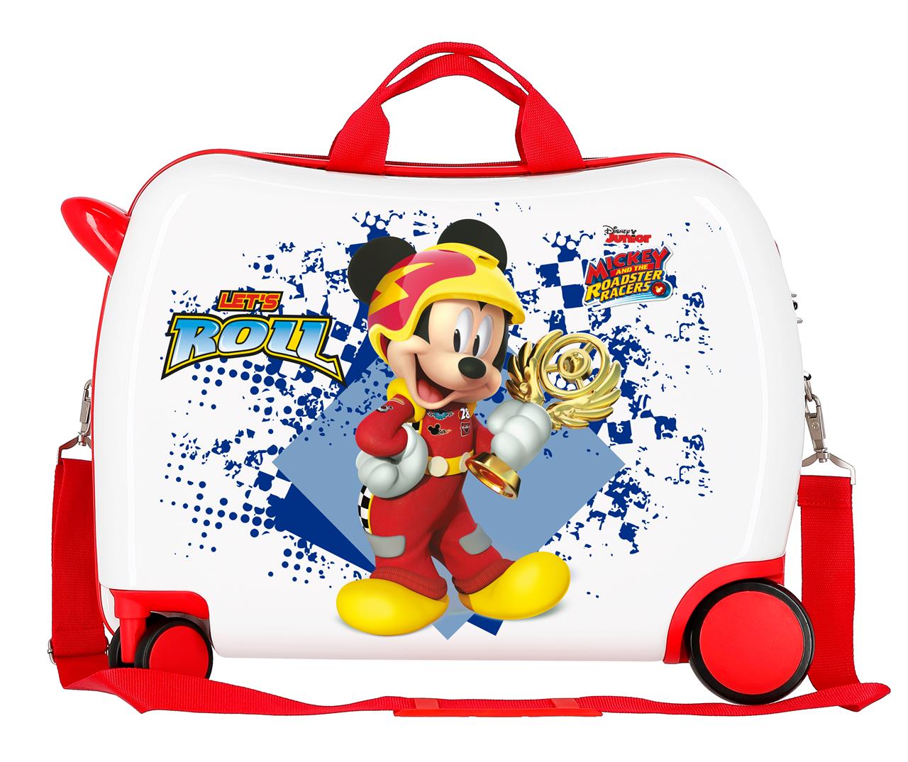 Mickey Mouse Disney Red White Ride on Kids Suitcase - Mickey Let's Go - liquidation.store