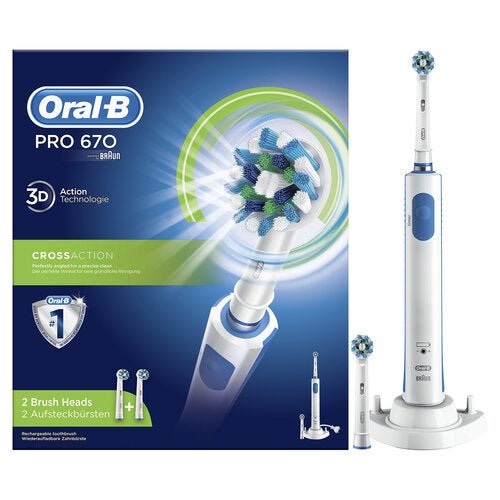 Oral B 670 Cross Action Rechargeable Electric Toothbrush inc 2 brush heads - liquidation.store