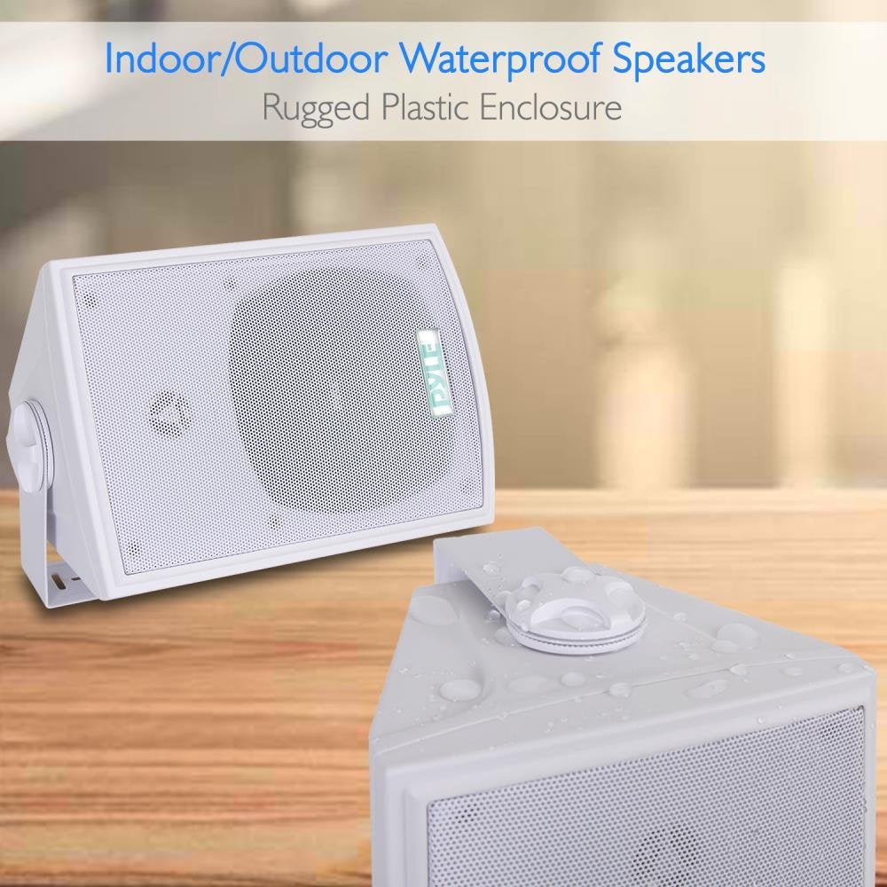 Pyle Dual Waterproof Outdoor Speaker System - 5.25" White x 2 PDWR53 - liquidation.store