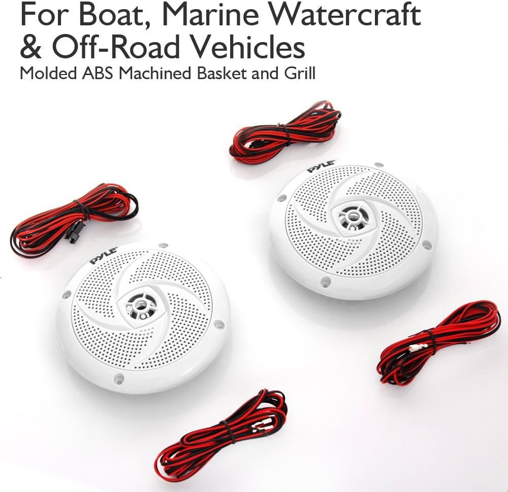 PYLE Marine Speakers - 6.4 Inch 2 Way Waterproof and Weather Resistant Outdoor Stereo Speakers - PLMRS53WL - liquidation.store