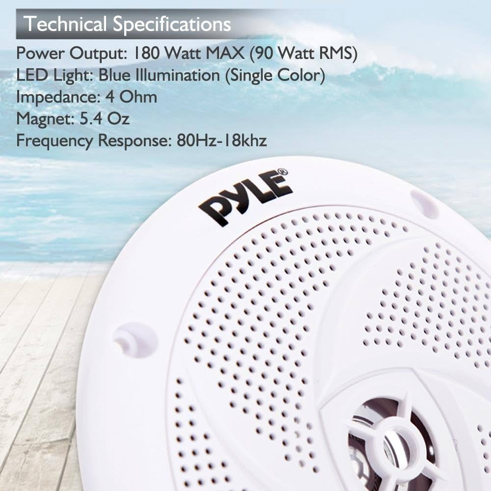 PYLE Marine Speakers - 6.4 Inch 2 Way Waterproof and Weather Resistant Outdoor Stereo Speakers - PLMRS53WL - liquidation.store