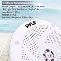 Thumbnail for PYLE Marine Speakers - 6.4 Inch 2 Way Waterproof and Weather Resistant Outdoor Stereo Speakers - PLMRS53WL - liquidation.store