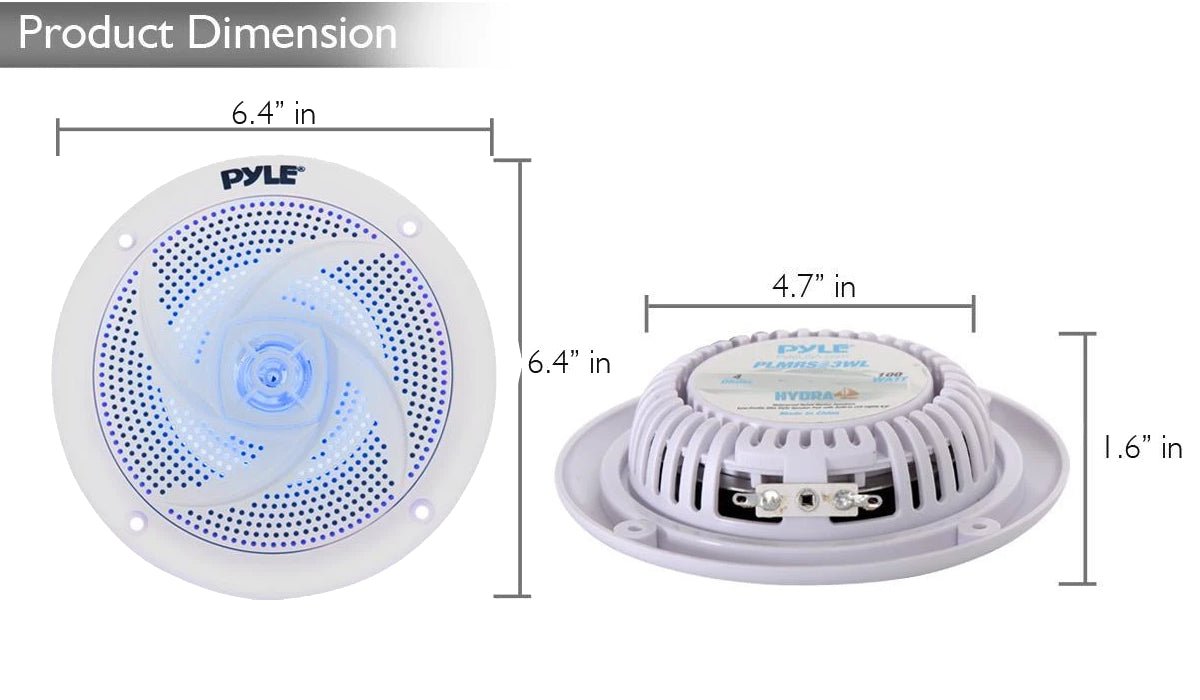 PYLE Marine Speakers - 6.4 Inch 2 Way Waterproof and Weather Resistant Outdoor Stereo Speakers - PLMRS53WL - liquidation.store