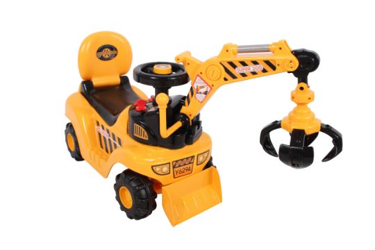 Ricco 2-in-1 Kids Digger Excavator Grabber Bulldozer with Helmet Foot to Floor Ride On Toy - liquidation.store