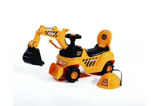 Ricco 2-in-1 Kids Digger Excavator Grabber Bulldozer with Helmet Foot to Floor Ride On Toy - liquidation.store