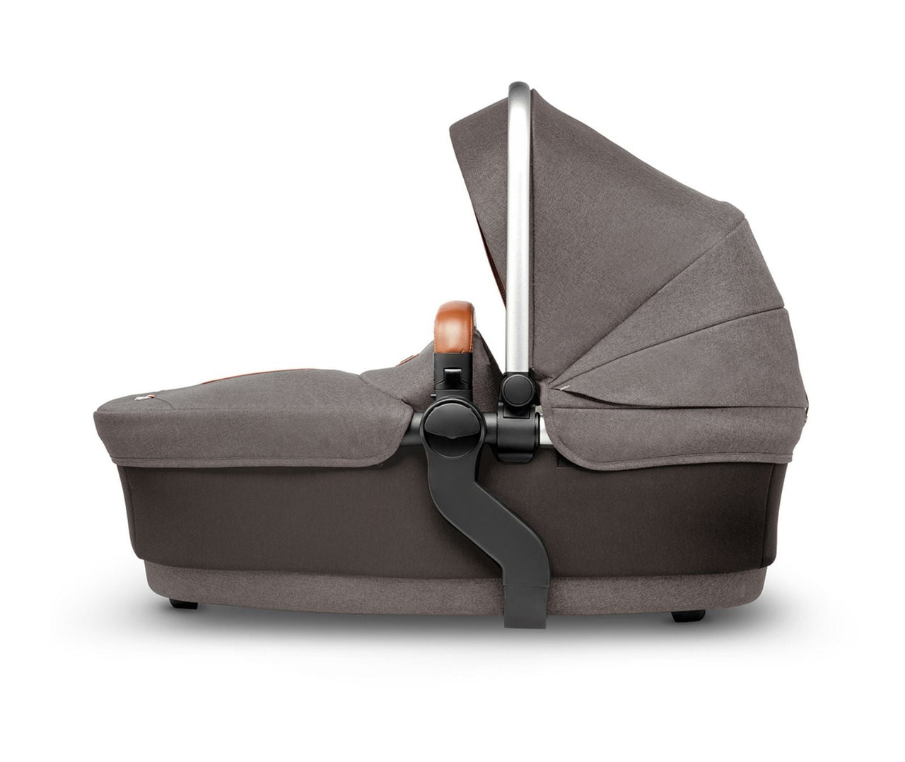 Silver Cross Wave Carrycot - Black Slate - brown leather handle - liquidation.store