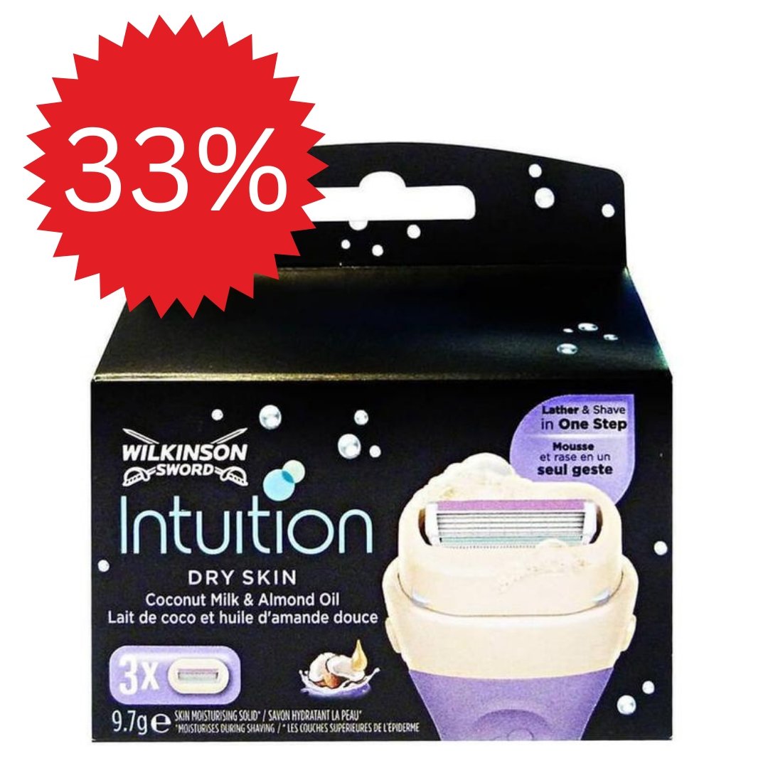Wilkinson Sword Intuition Women's Dry Skin Razor Blades - Pack of 3 Brand New - liquidation.store